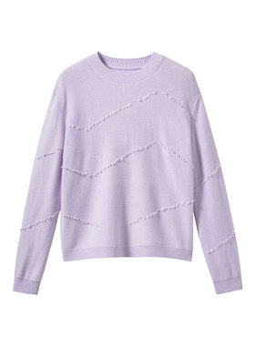 MIIWII末未25冬浅紫色圆领套头设计感上衣糖果色针织衫女X254327