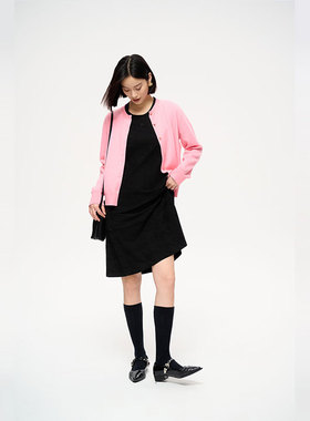 MIIWII末未25春简约粉红色针织开衫外套X251165