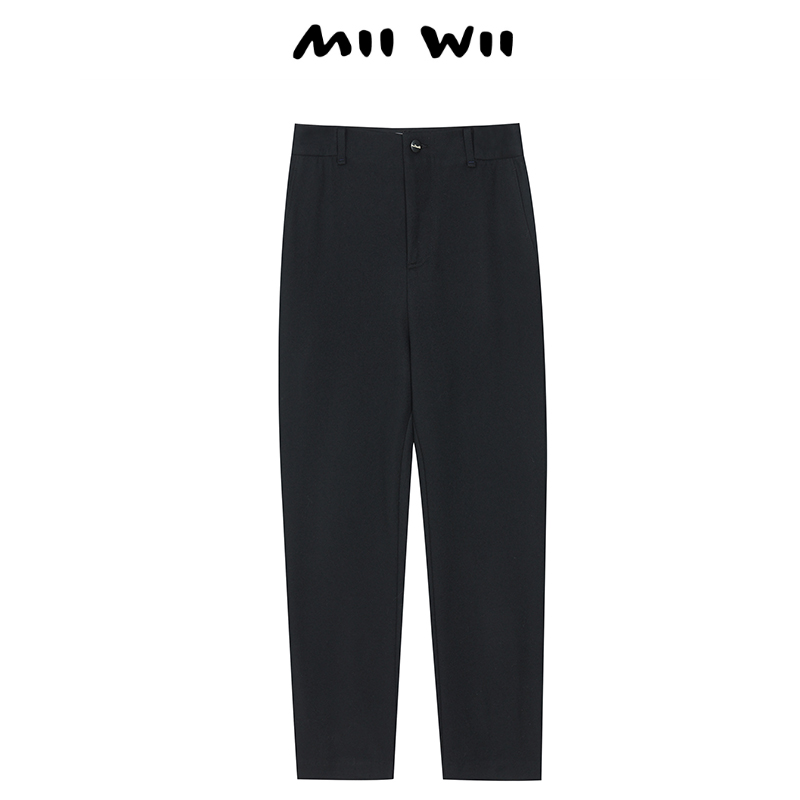 MIIWII/末·未黑色羊毛棉长裤