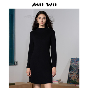 末未MIIWII23冬黑色羊毛棉针织衫 清仓 连衣裙X234410女士 断码