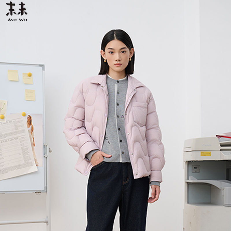 MIIWII末未25冬粉色短款休闲百搭外套翻领羽绒服女R254153