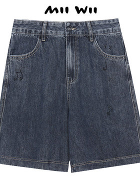 末未MIIWII24夏蓝色牛仔短裤K242309女士