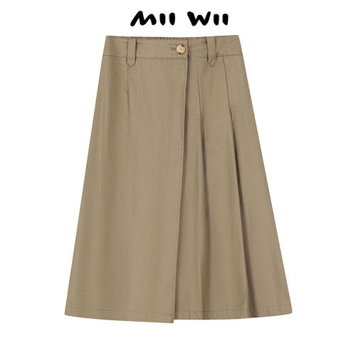 【断码清仓】末未MIIWII23冬驼色斜纹料摆裙Q234207女士