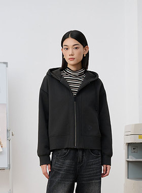 MIIWII末未25冬深灰色厚针织连帽外套休闲卫衣开衫女W254149