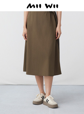 末未MIIWII24夏军绿色全棉半裙Q242222女士