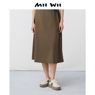 末未MIIWII24夏军绿色全棉半裙Q242222女士