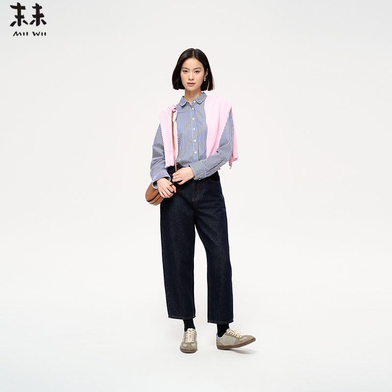 MIIWII末未25春新款显瘦深蓝色牛仔长裤K251118