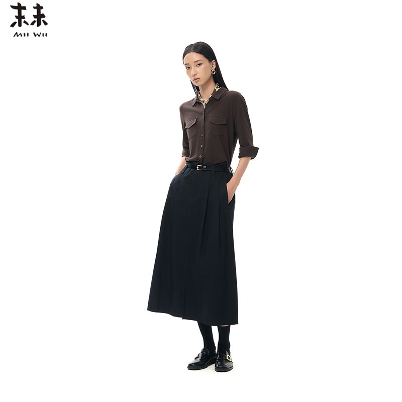 MIIWII末未25秋咖色七分袖休闲上衣百搭极简文艺风衬衫女C253102