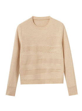 MIIWII末未25冬米色全羊毛圆领休闲套头衫糖果色针织衫女X254417