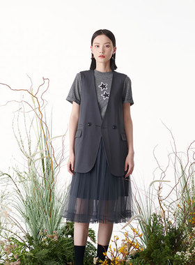 【断码清仓】MIIWII末未灰色压褶纱裙Q221139