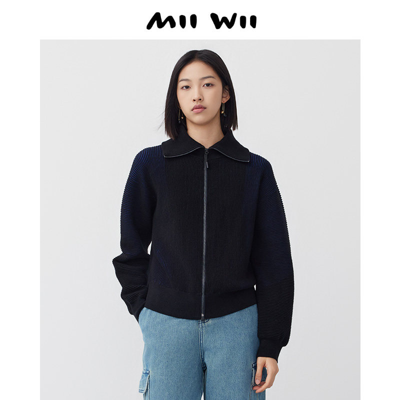 末未MIIWII24春藏青针织拉链衫百搭外套X241131女士,女装/女士精品,毛针织衫,淘宝优惠券,粉丝福利购,淘宝优惠卷