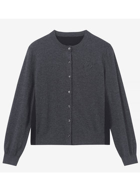 MIIWII末未25冬黑灰色圆领羊毛针织开衫简约叠穿针织衫女X254138