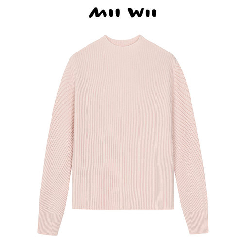 【断码清仓】末未MIIWII23冬粉色全羊毛套头衫X234251女士