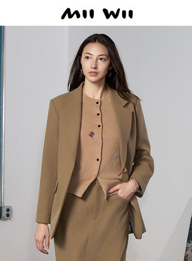 【断码清仓】末未MIIWII23冬驼色全羊毛呢西装W234218女士