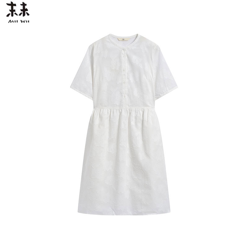 MIIWII末未25夏白色全棉收腰知识分子风连衣裙女L252423