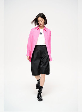 MIIWII末未25春新款玫红色全棉衬衫上衣C251104