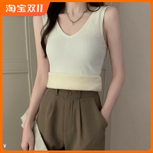 保暖背心加绒加厚内搭无痕吊带发热秋衣2023新款 上衣女 打底厚款