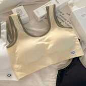 内衣女无钢圈防下垂一体式 固定运动美背少女背心学生文胸2024秋冬