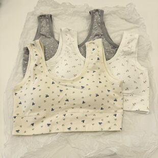 碎花学生内衣女无钢圈防震聚拢显小运动美背纯棉少女发育期文胸春