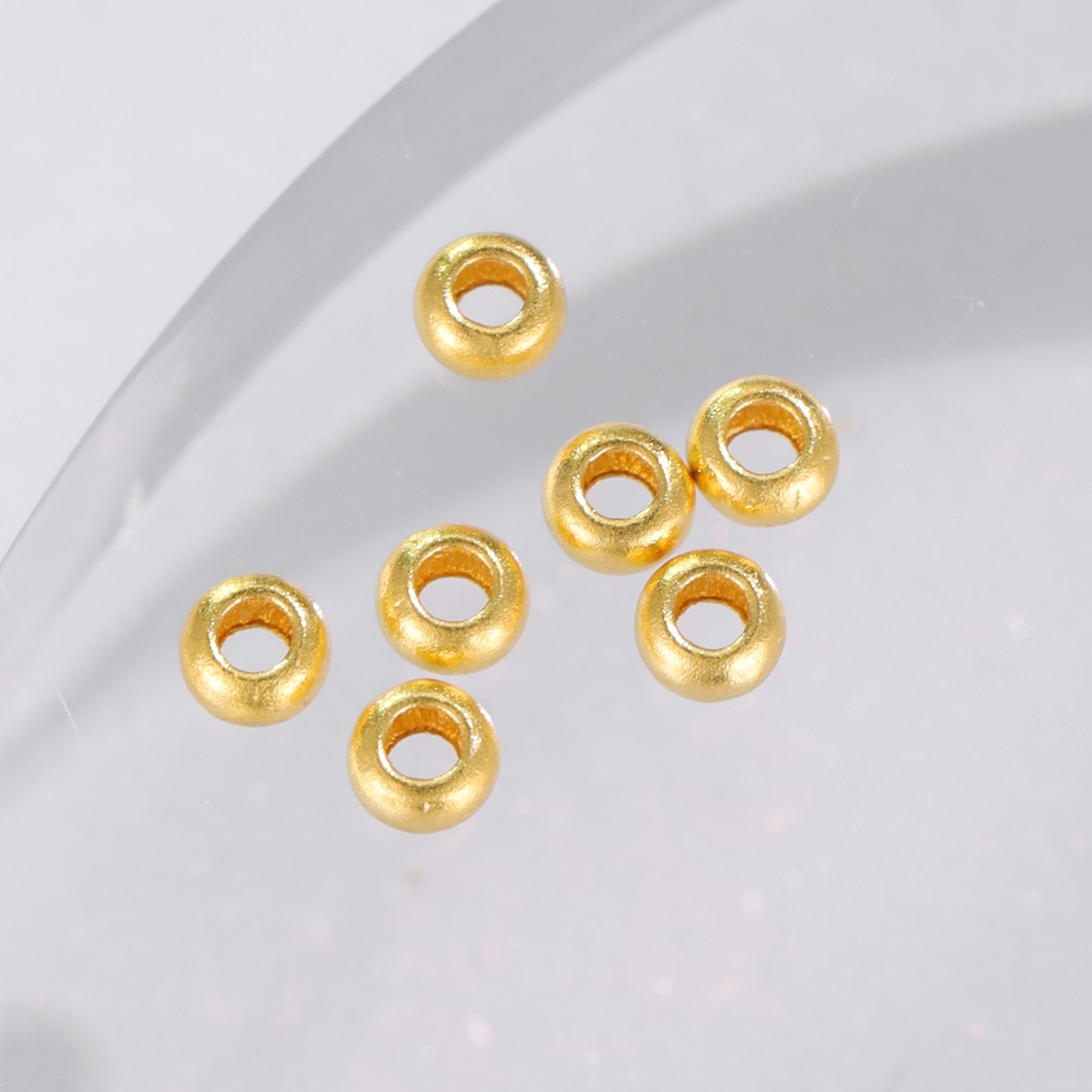 【金微赚】H算盘珠子隔珠男女diy手串散珠足金999隔片黄金转运珠