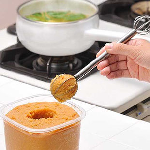 日本制进口aux不锈钢 搅拌棒双头计量味噌勺酱料勺手动打蛋器