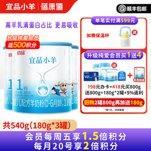正品 6月宝宝试喝装 3罐婴幼儿配方0 蓓康僖宜品小羊羊奶粉1段180g