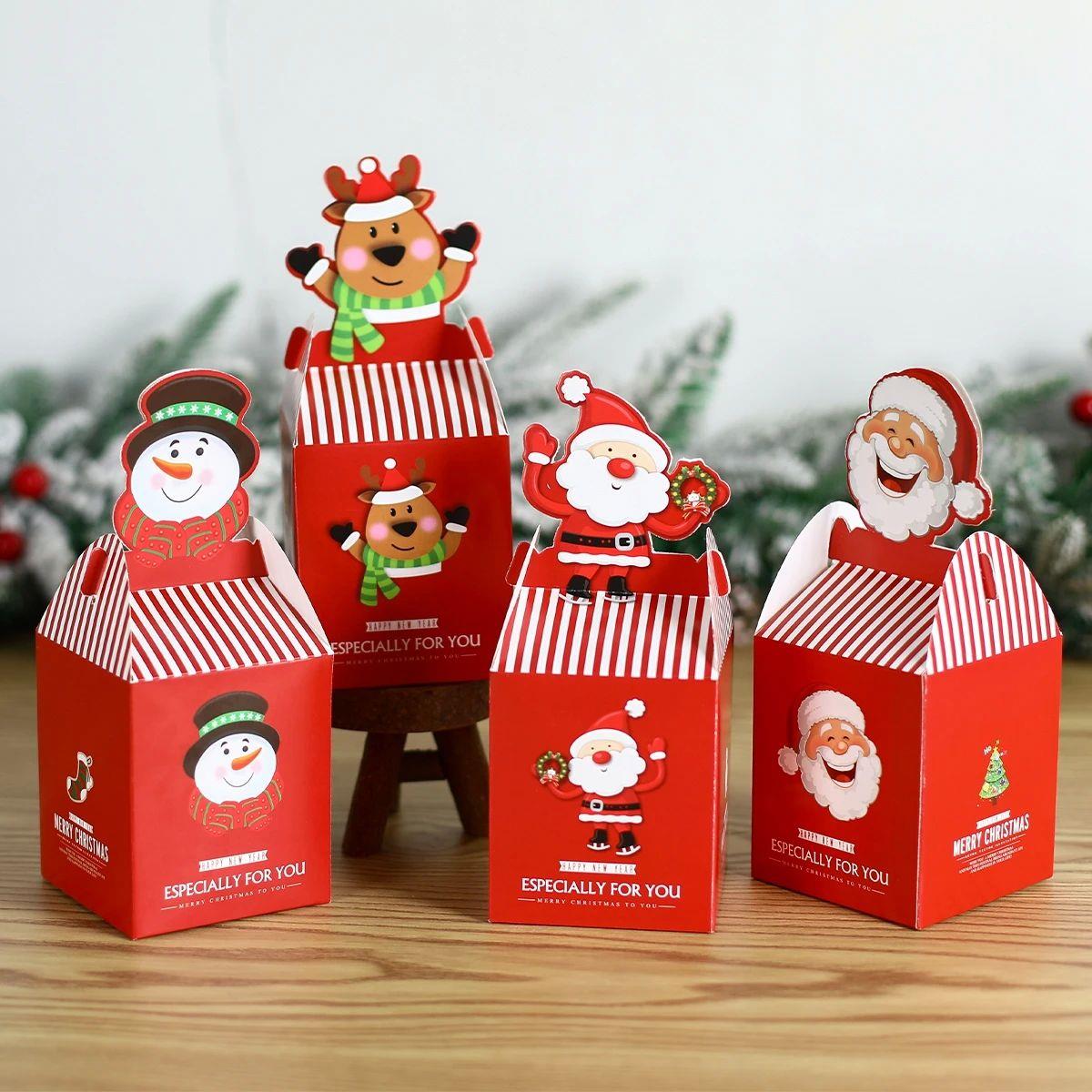 20pcs Christmas Candy Gift Box Santa Claus Cookie Package Ba