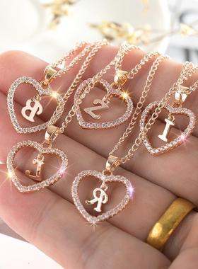 Womens Jewelry Name Initials Heart Pendant Necklace 26 Lette