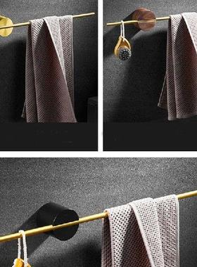 Balcony Walnut Metal Wall-mounted Clothes Rack Coat Rack