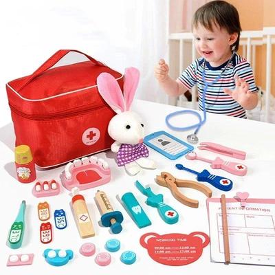 Doctor Toys for Children Set Kids Wooden Pretend Play Kit Ga