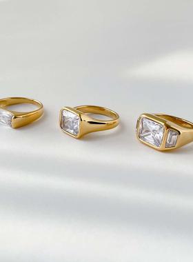 Vintage Simple Large Zircon Ring Women