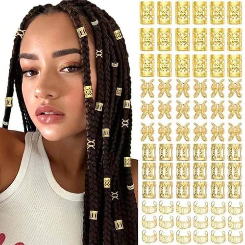 40PCS Alloy Hair Jewelry Hair Cuffs For Braids Metal Dreadlo