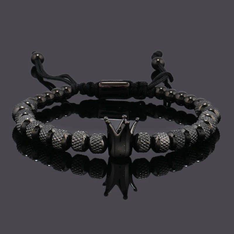 Luxury Crown Charms Man Bracelet Stainless Steel Beads