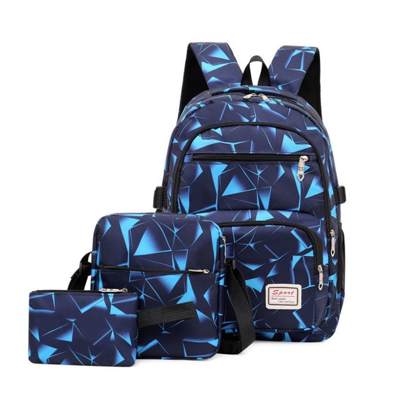 3 set Big Capacity School Backpack school Kids travel bag