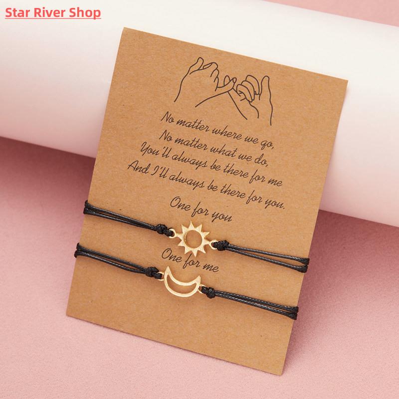 2 PCS/Set Couple Bracelet For Women Lover Sun Moon Star Hear