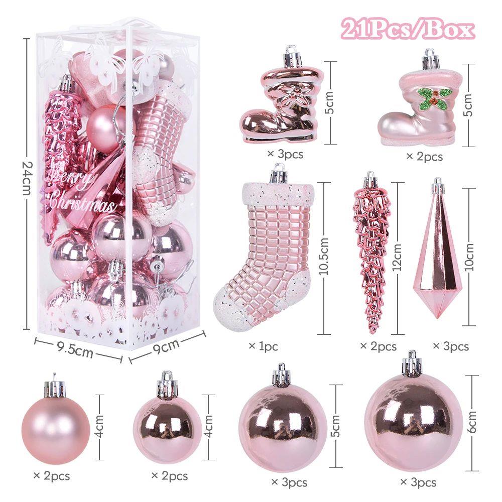 21Pcs/box Christmas Ball Ornaments Xmas Tree Hanging Ice Pen