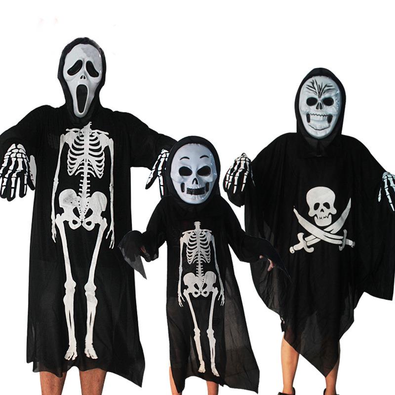 Halloween cosplay skeleton clothes mask gloves costume party