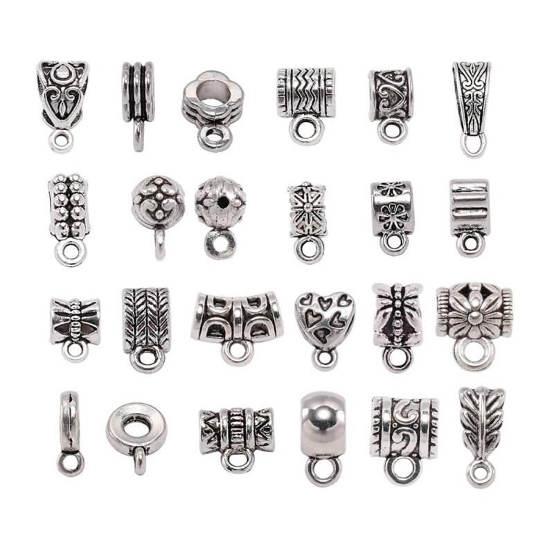 20pcs Antique Charm Bail Beads Spacer Beads Pendant Clips Pe