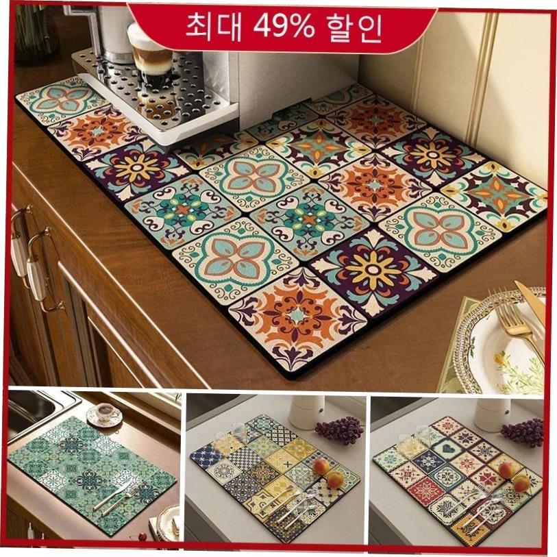 Kitchen Drain Pad Dish Drainer Mat Absorbent Dish Drying Mat