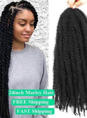 24 in Marley Hair Long Afro kinky Twist Braiding Extensions