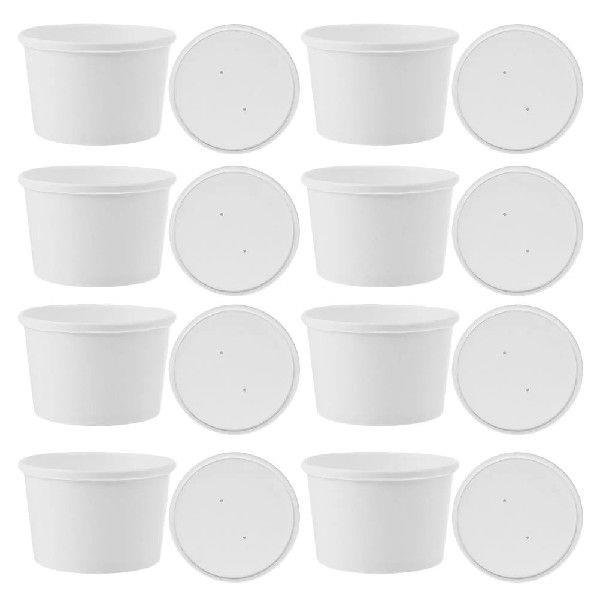 20 Sets Paper Bowls Ice Cream Cups Dessert Yogurt Storage