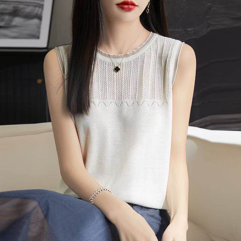 法式蕾丝针织背心女夏西装打底