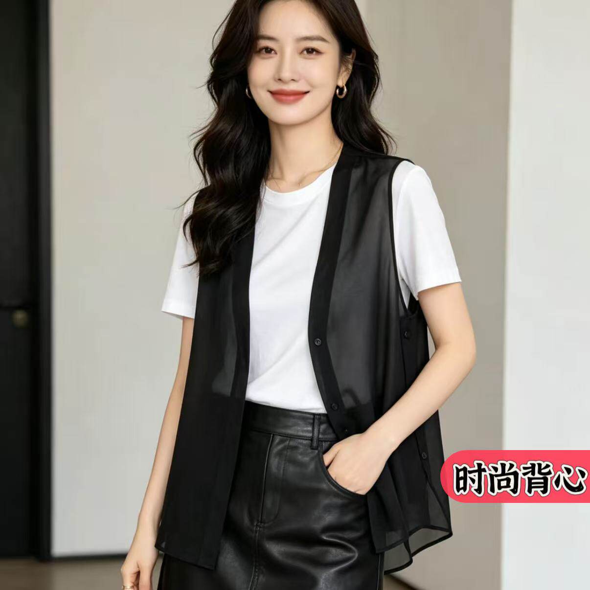夏季韩版大码显瘦雪纺无袖马甲女