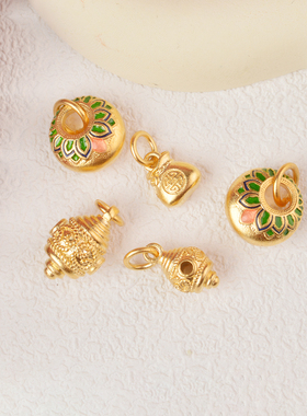 保色diy哑光坨坨藏式吊坠黄铜