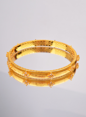 爱果拉丝金花朵双层开口手镯