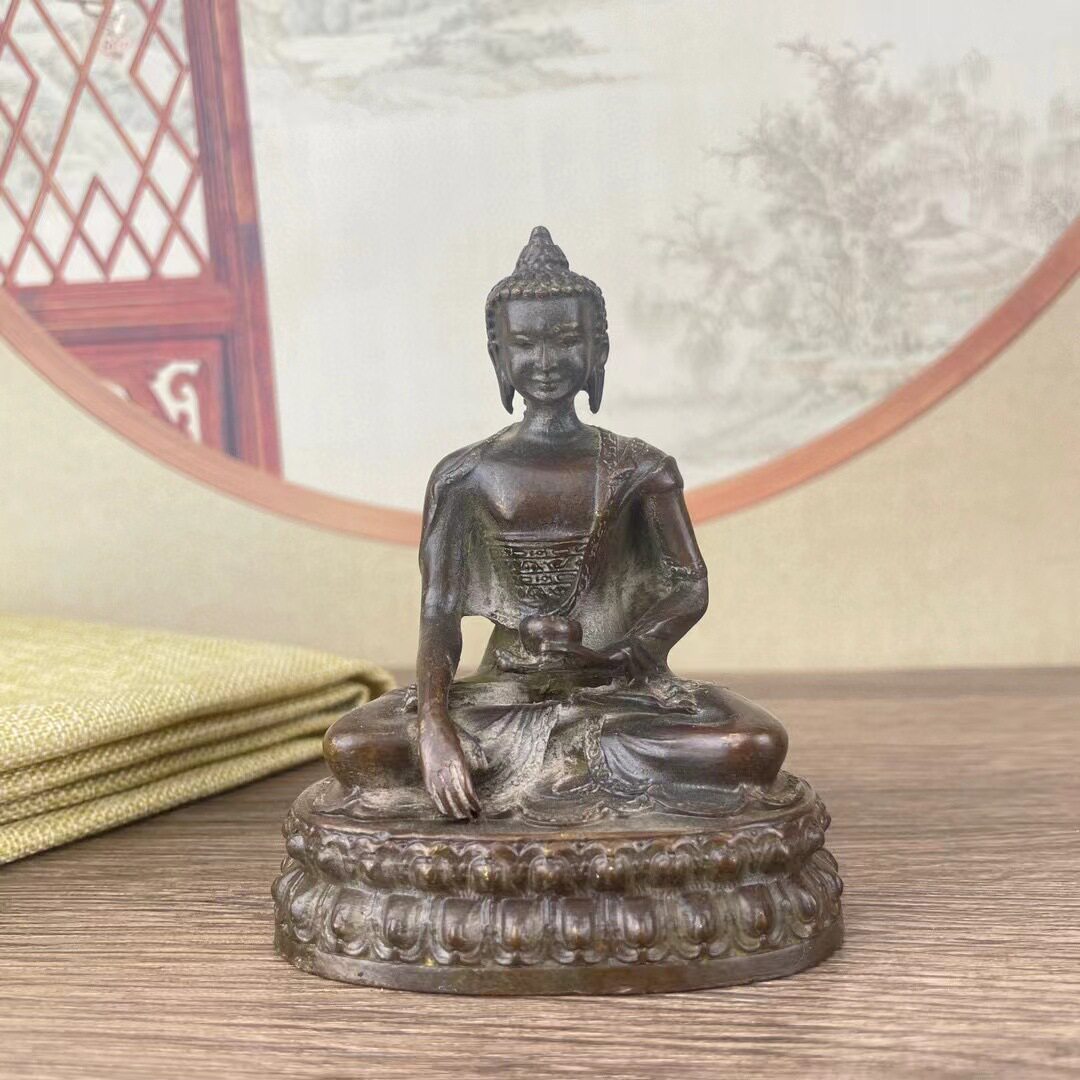 古玩铜器复古药师佛药王菩萨佛像佛具用品家居供奉摆件饰品摆件