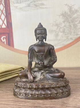 古玩铜器复古药师佛药王菩萨佛像佛具用品家居供奉摆件饰品摆件