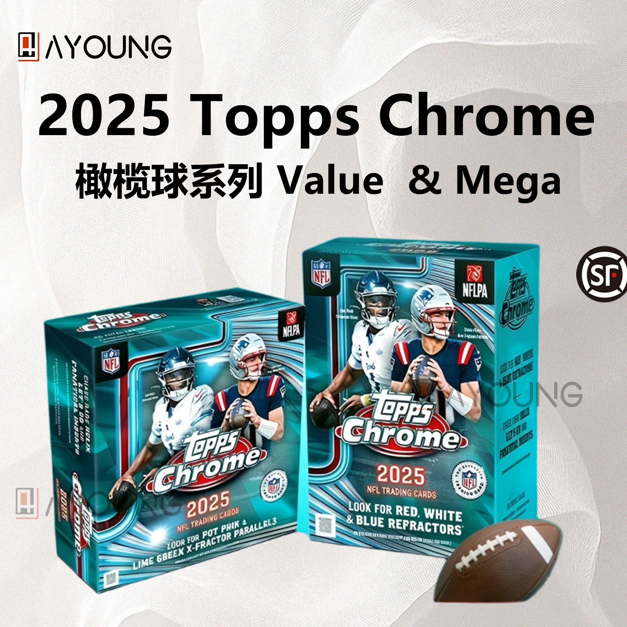 2025 Topps Chrome Football NFL 橄榄球球星卡 VALUE&MEGA 盲盒图片