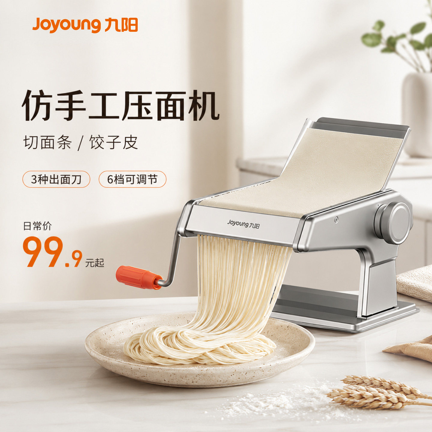 九阳不锈钢手动家用小型面条机图片