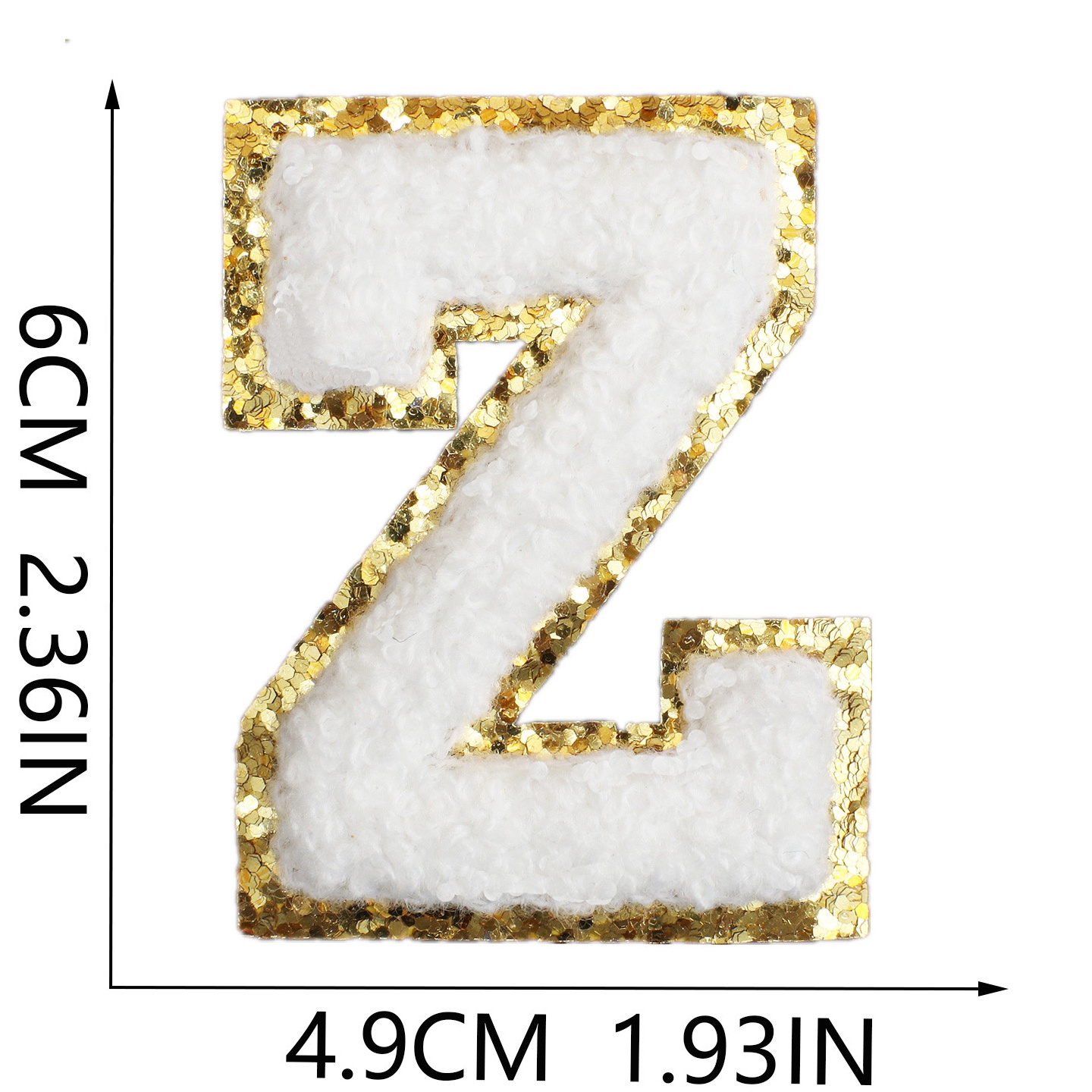 啸天6cm白色毛巾绣英文字母刺绣布贴雪尼尔补丁贴绣花章仔熨烫